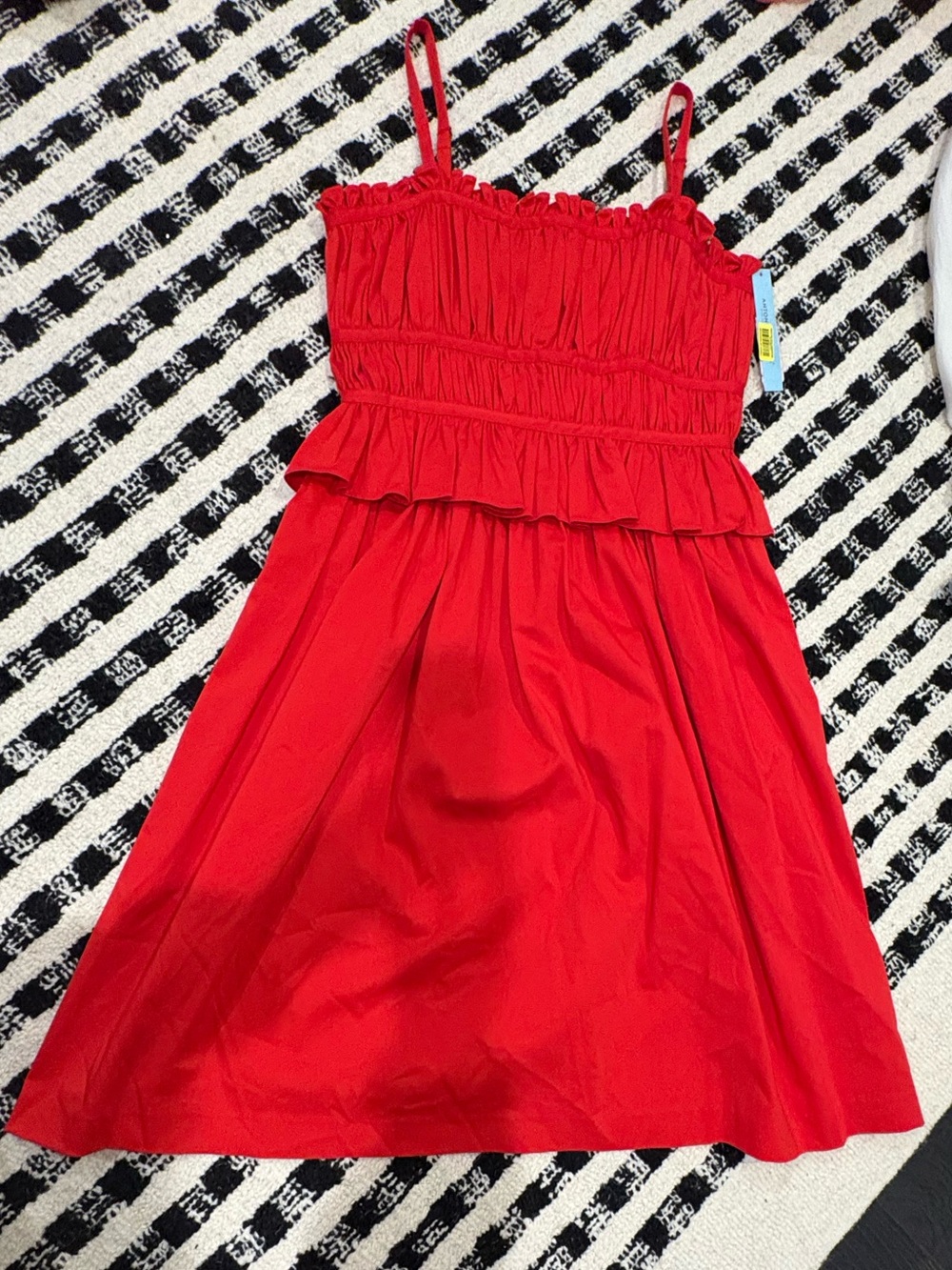 ANTONIO MELANI Red Smocked Sundress with Spaghetti Straps